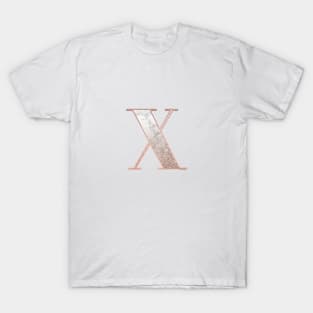 Monogram rose gold glitter marble X T-Shirt